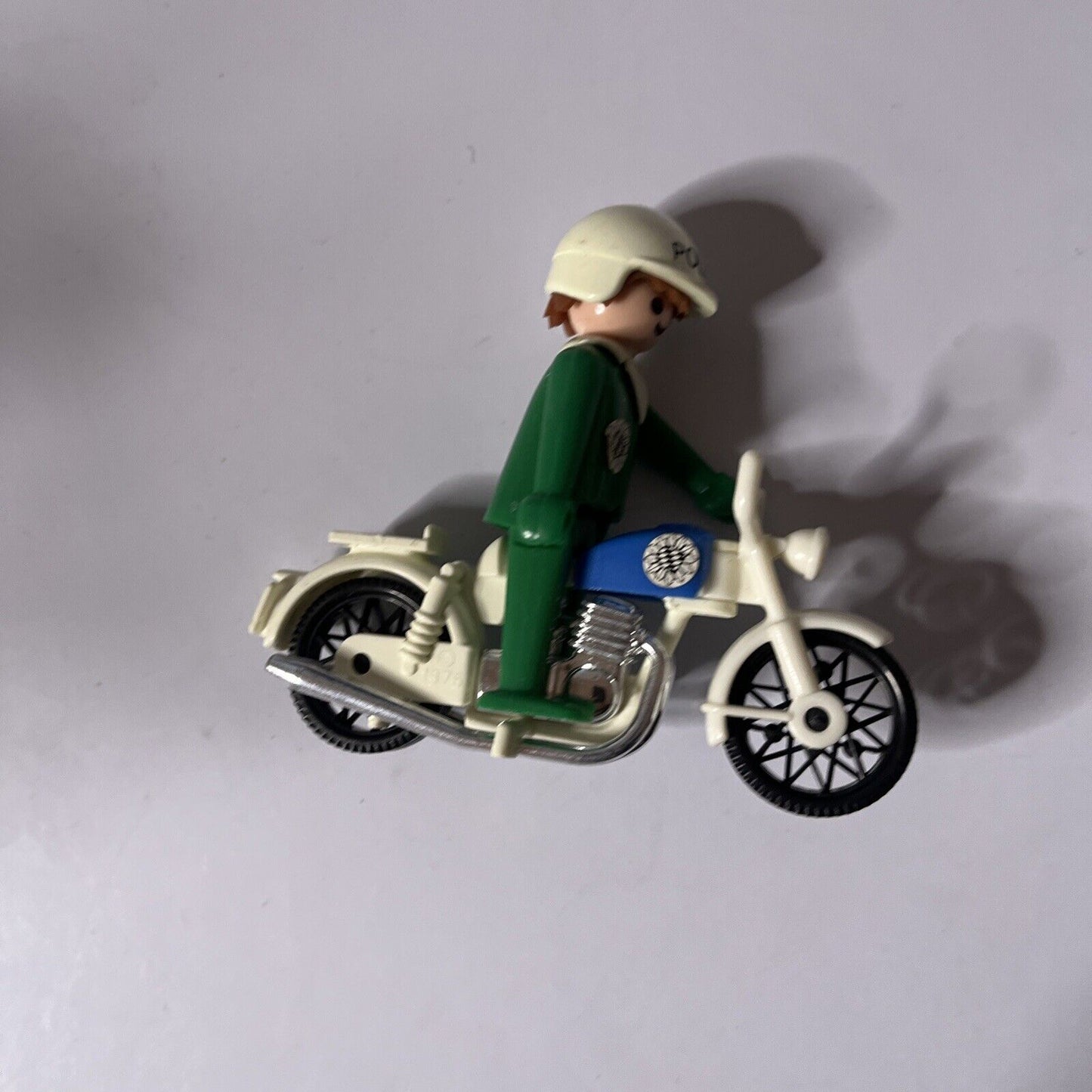 Playmobil Geobra 1976 Green Police Motorcycle Figure