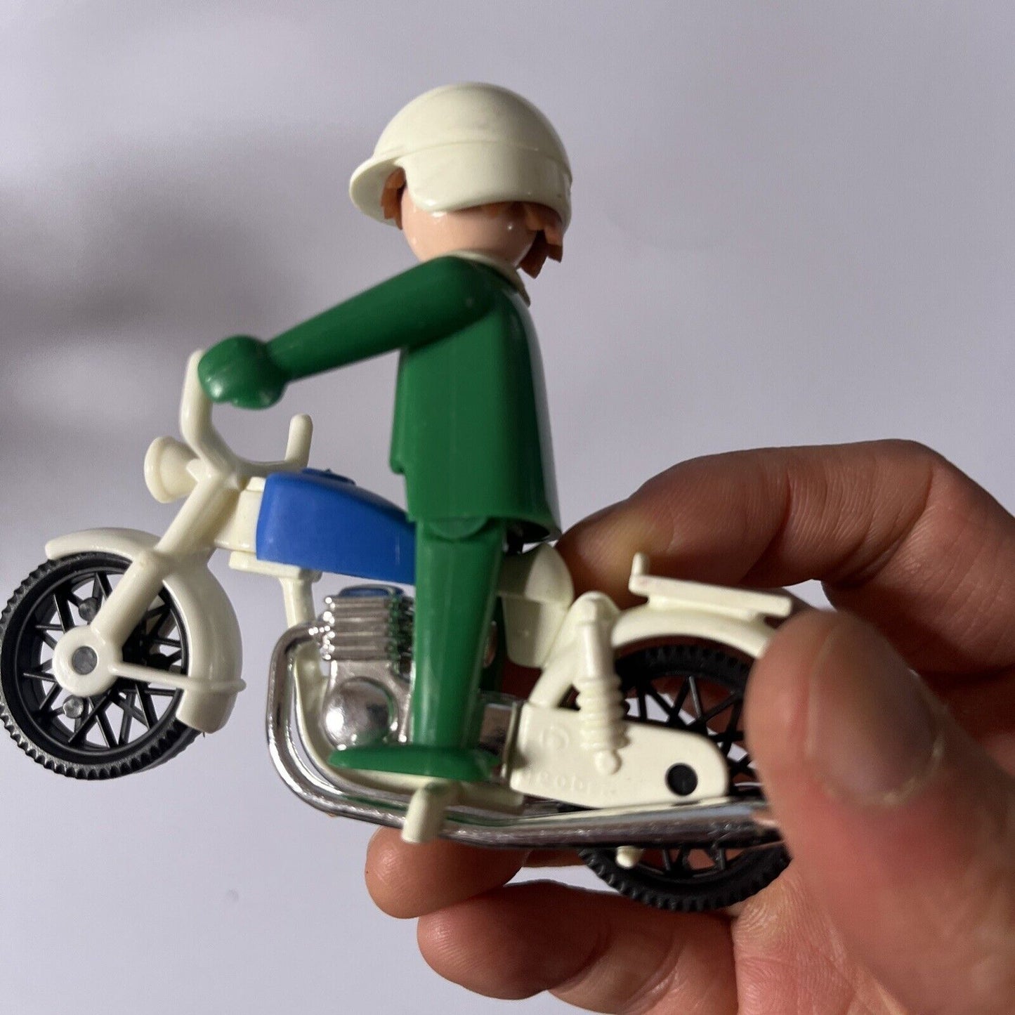 Playmobil Geobra 1976 Green Police Motorcycle Figure