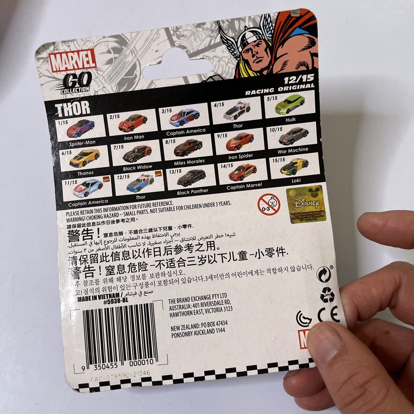 Thor 12/15 Marvel Go Collection Character Cars Racing Original Disney