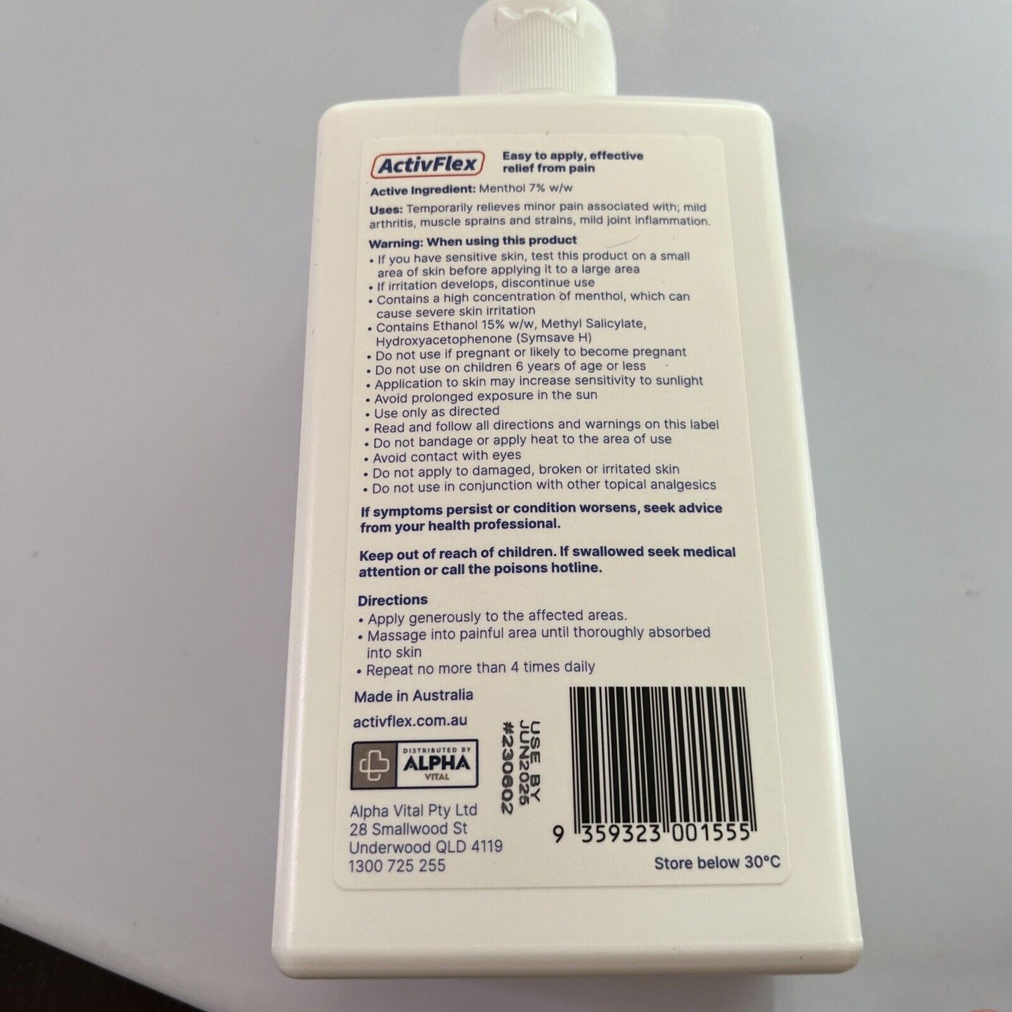 ActivFlex Pain Relieving Gel 500ml (Flexall 454 Alternative) Menthol 7%