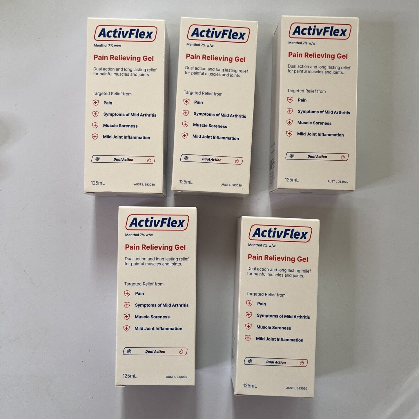 5 Pack - ActivFlex Pain Relieving Gel 125ml (Flexall 454 Alternative) Menthol 7%