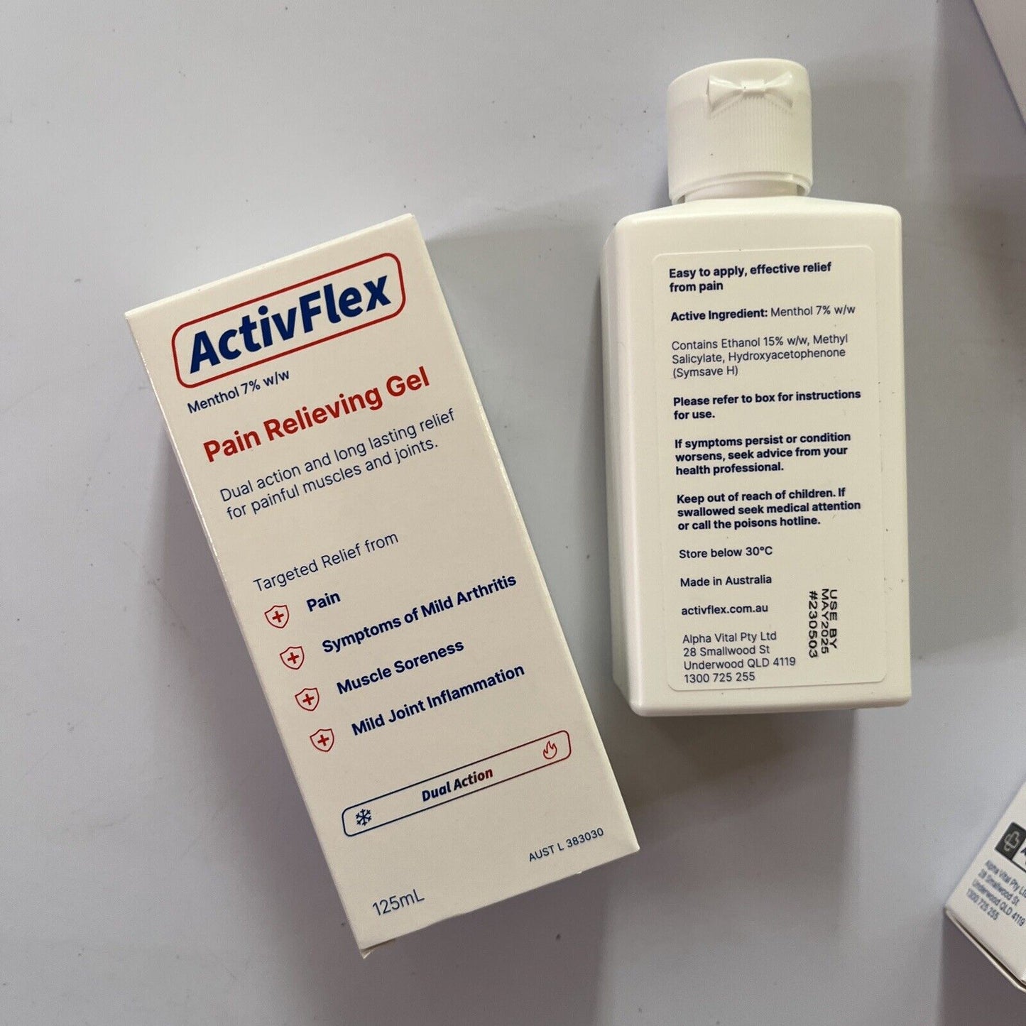 5 Pack - ActivFlex Pain Relieving Gel 125ml (Flexall 454 Alternative) Menthol 7%