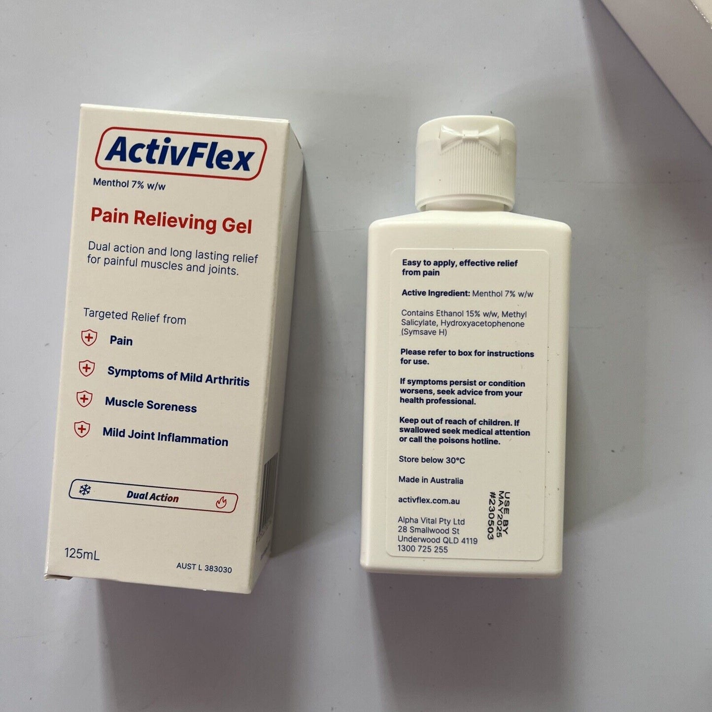 5 Pack - ActivFlex Pain Relieving Gel 125ml (Flexall 454 Alternative) Menthol 7%