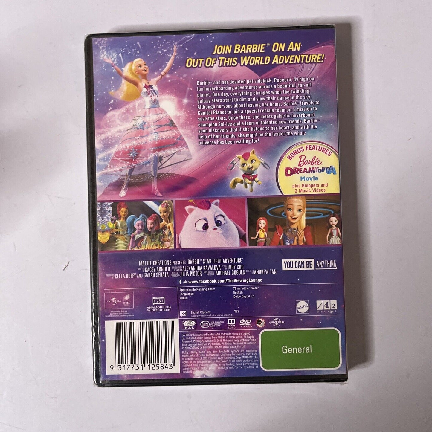 *New Sealed* Barbie In Starlight Adventure (DVD, 2016) Erica Lindbeck Region 4&2