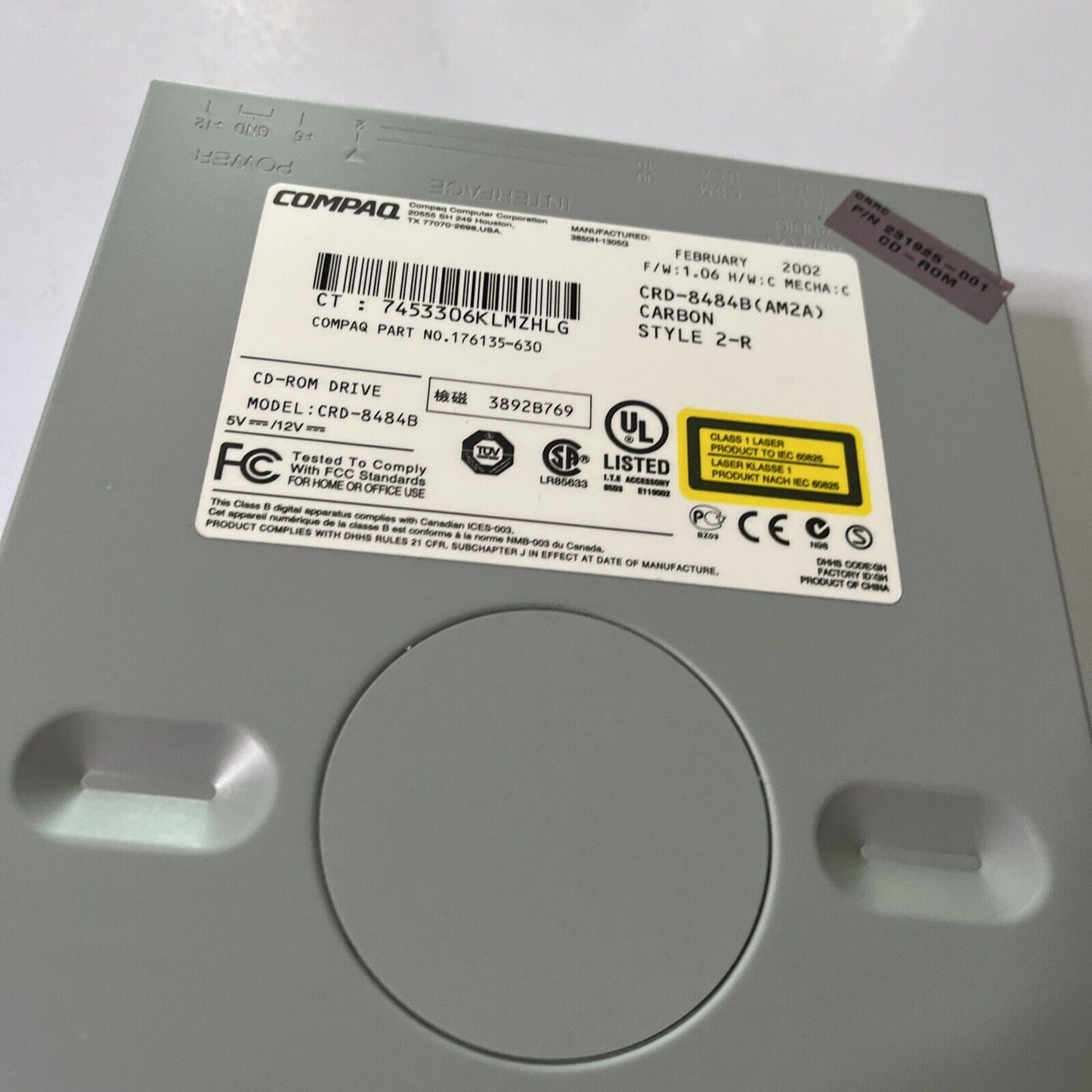 Compaq Internal CDROM Drive CRD-8484B