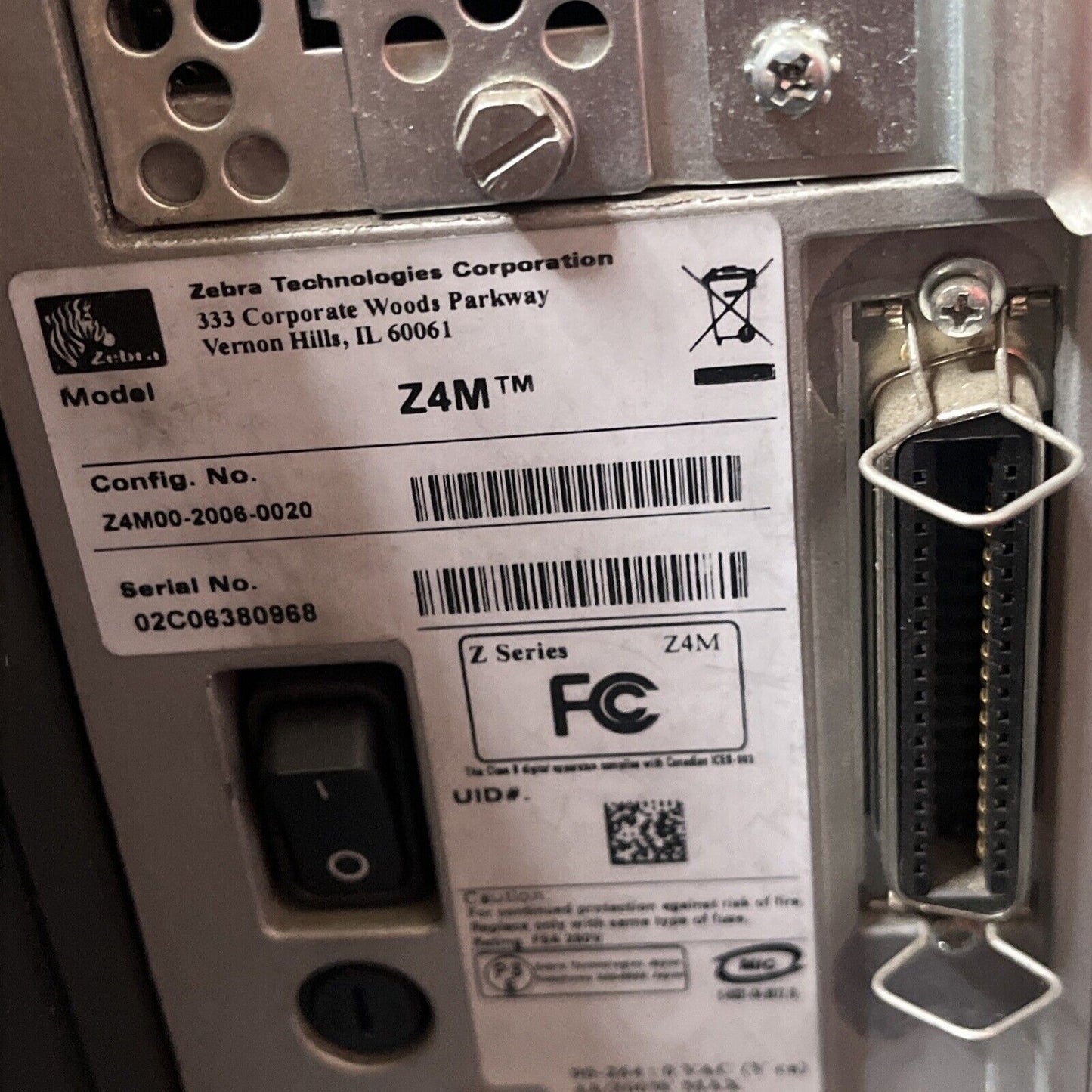Zebra Z4M Plus Industrial Label Printer Z4M00-2006-0020