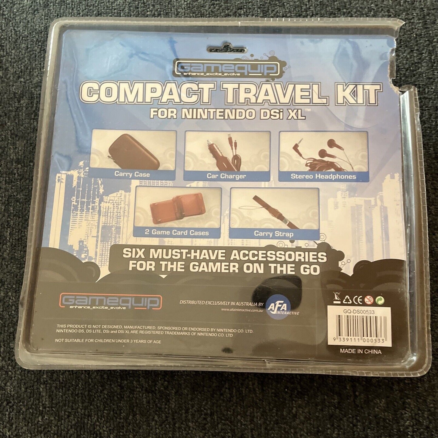 Gamequip Compact Travel Kit For Nintendo DSi XL Carry Case, Card Cases, Strap