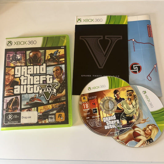 Grand Theft Auto V (Microsoft Xbox 360, 2013) Manual Map PAL