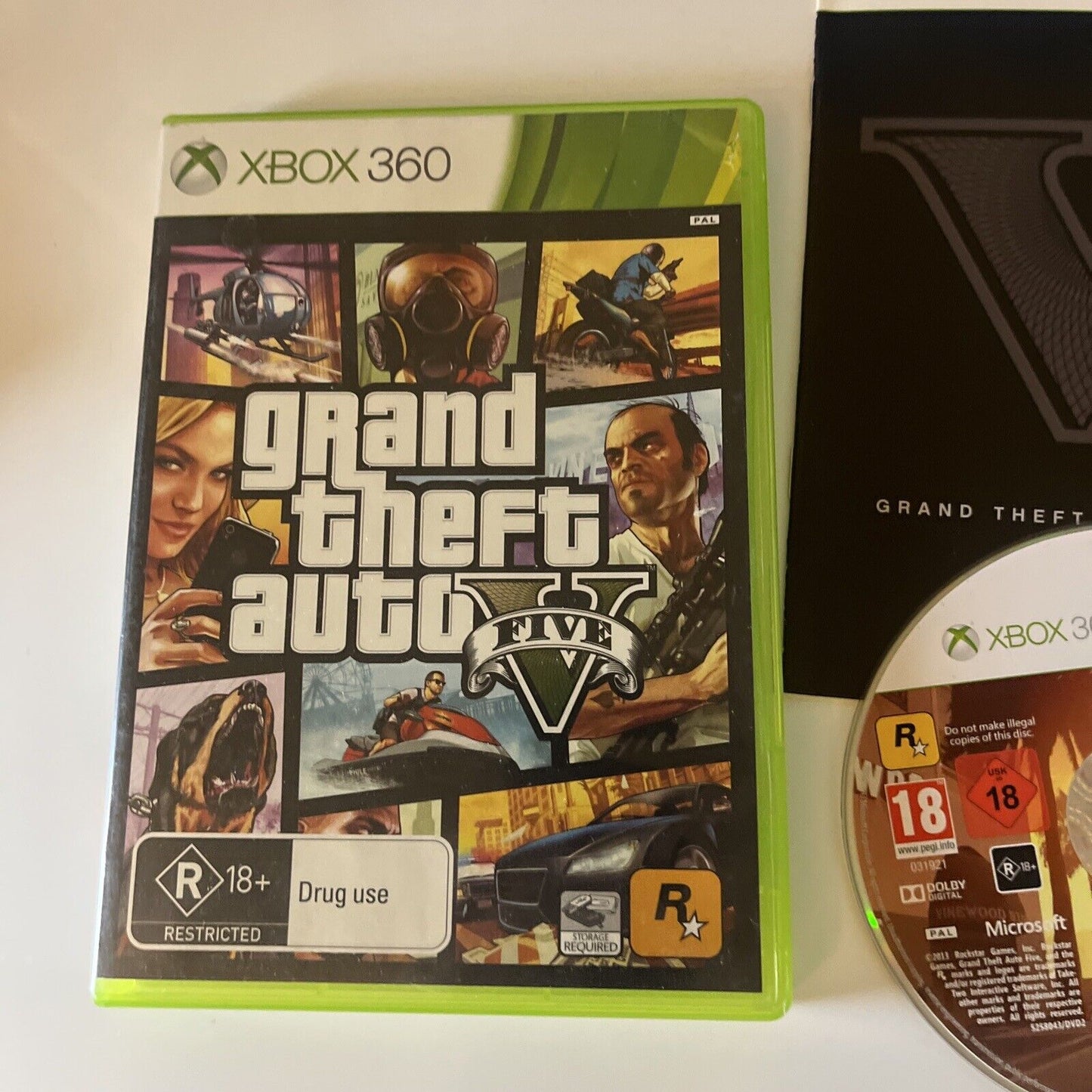 Grand Theft Auto V (Microsoft Xbox 360, 2013) Manual Map PAL