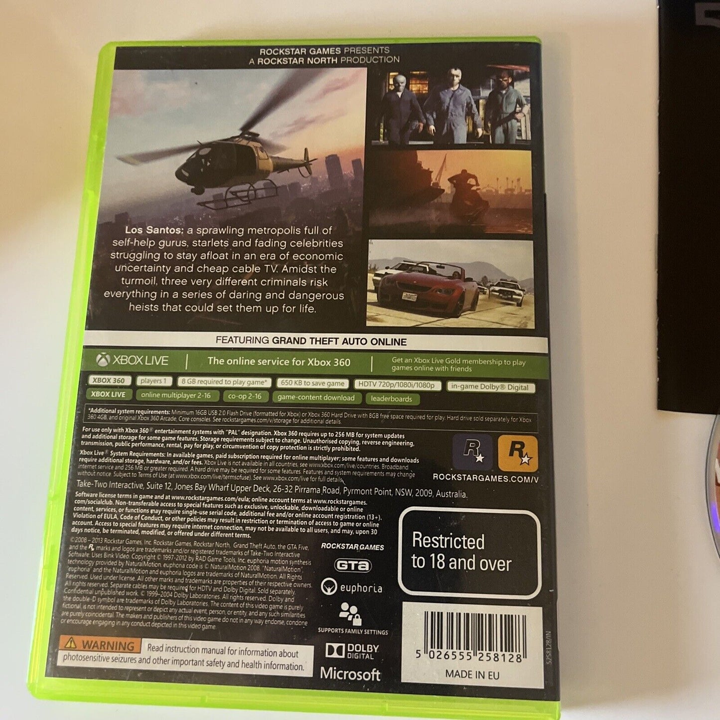 Grand Theft Auto V (Microsoft Xbox 360, 2013) Manual Map PAL
