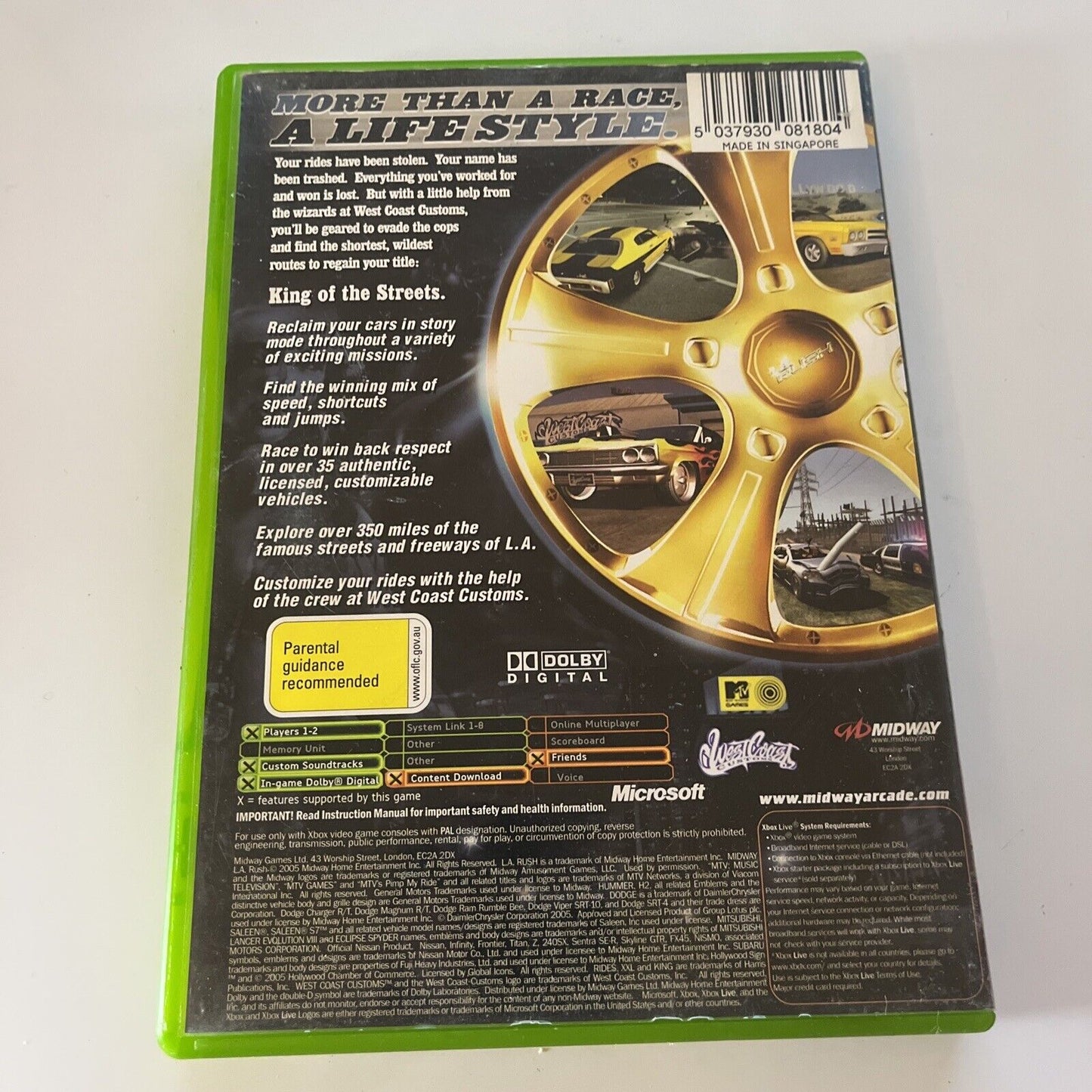 L.A. Rush (Microsoft Xbox Original, 2003) PAL