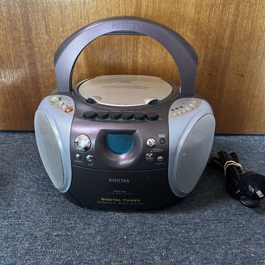 Philips AZ1148 CD Radio Cassette Recorder Boombox *Tape Plays Slow*