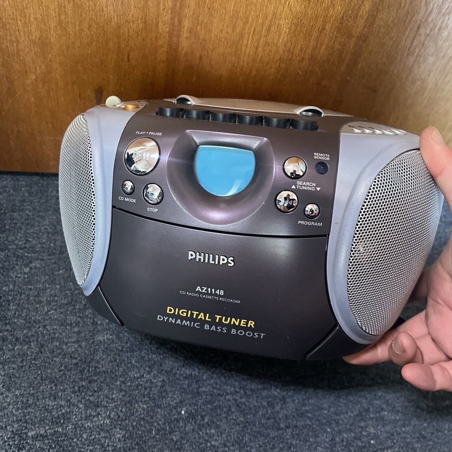 Philips AZ1148 CD Radio Cassette Recorder Boombox *Tape Plays Slow*