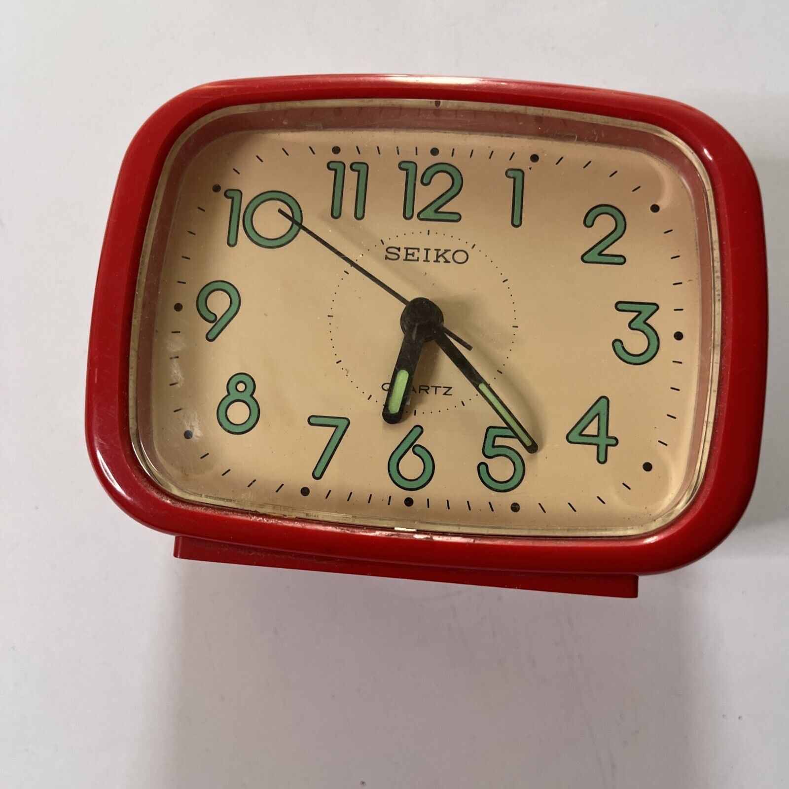 Seiko Table Clock Red QXK635RN For Parts Or Repair Make Loud