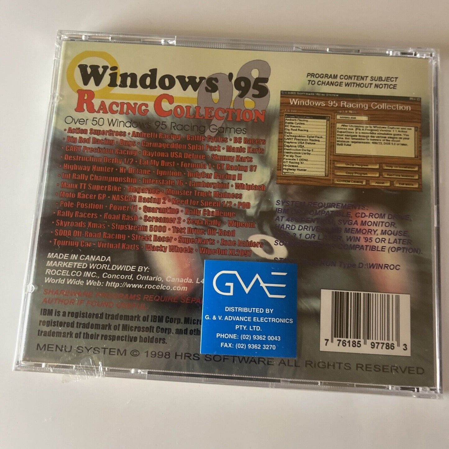 Windows 95 Racing Collection PC CDROM *New Sealed*