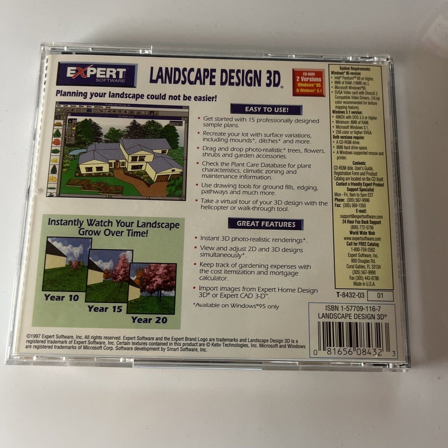 Landscape Design 3D PC CDROM Expert Software Win95