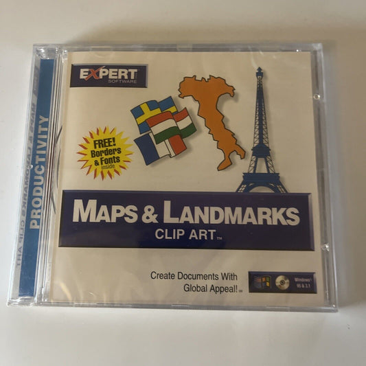 Maps & Landmarks Clip Art PC CDROM Win 95 *New Sealed*