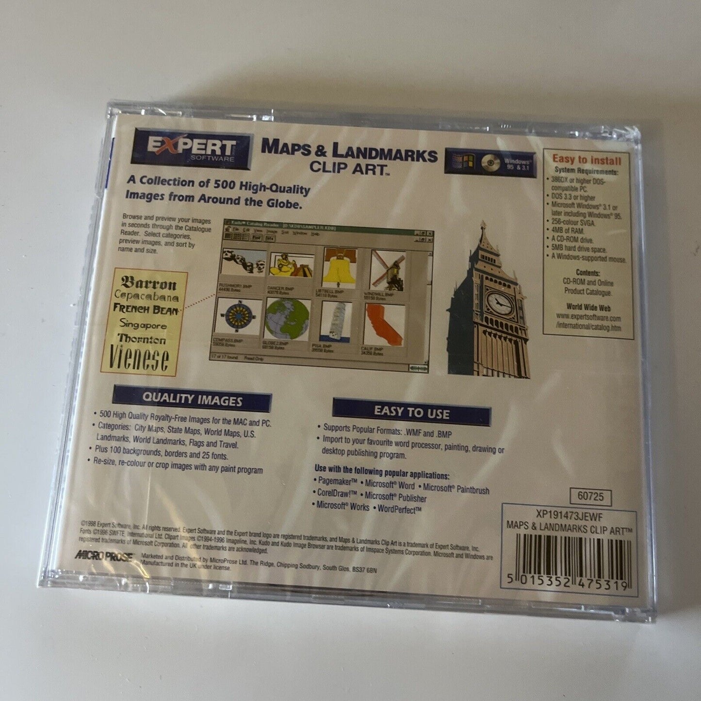 Maps & Landmarks Clip Art PC CDROM Win 95 *New Sealed*