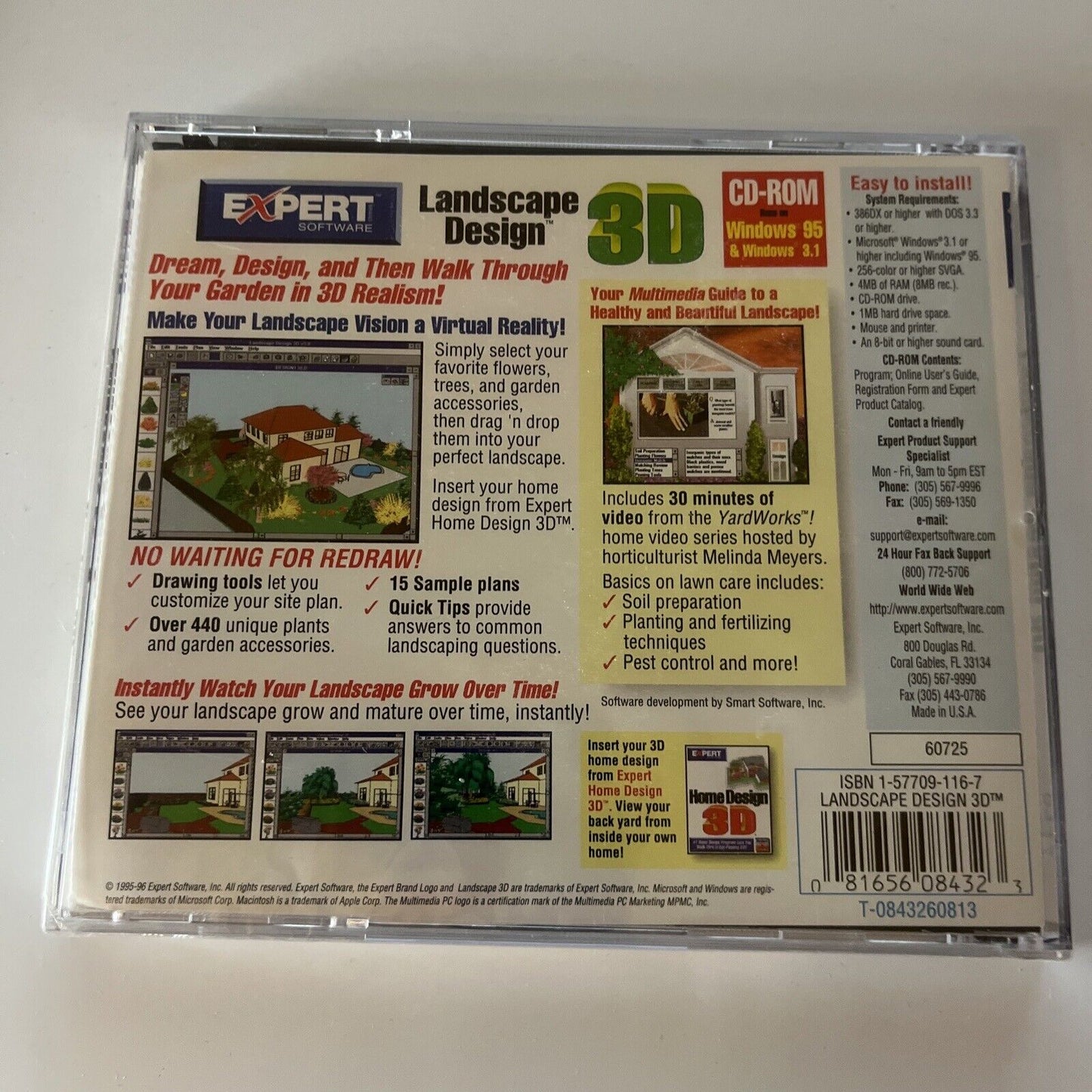 Landscape Design 3D PC CDROM 1996 Win 95 *New Sealed*