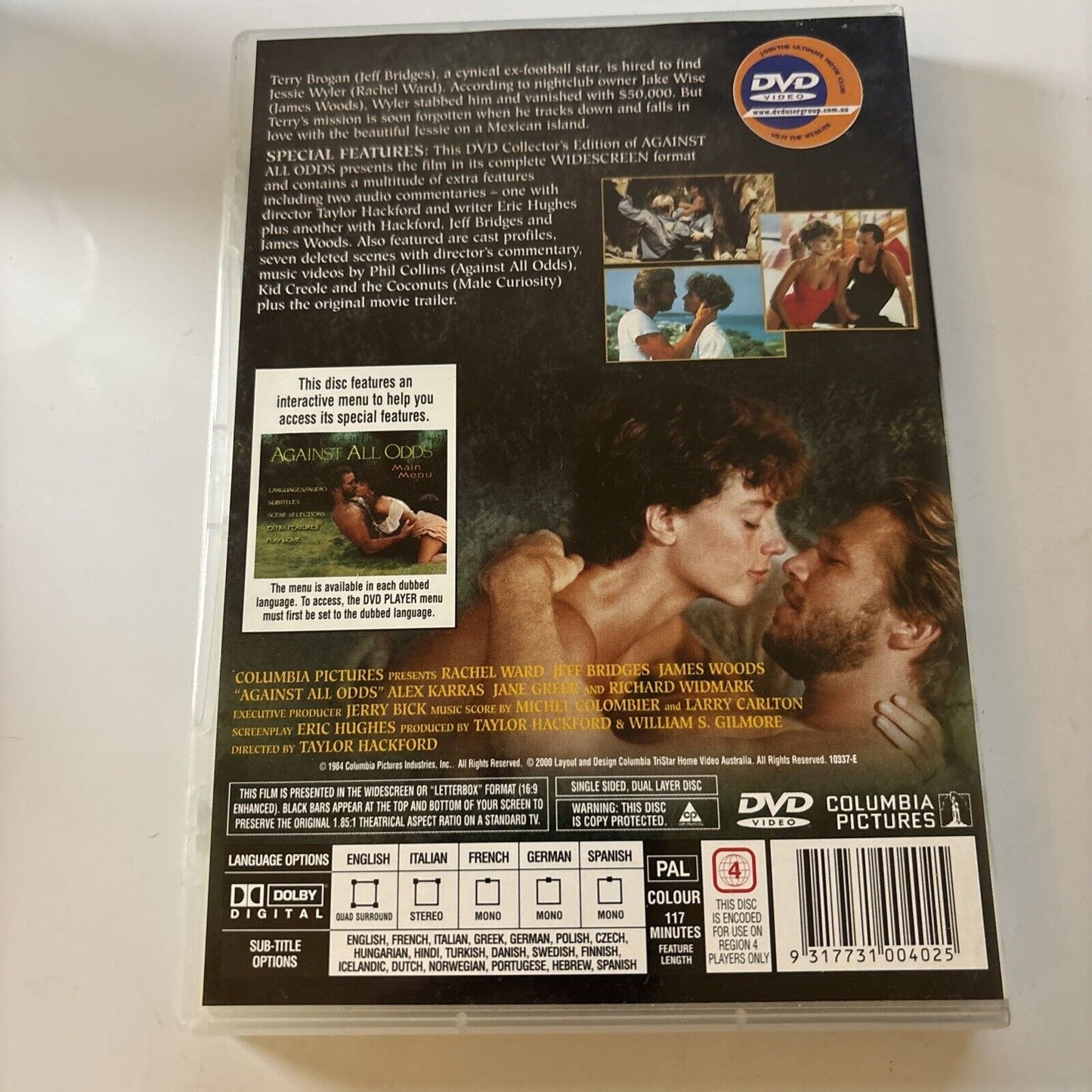 Against All Odds (DVD, 1983) Rachel Ward, Jeff Bridges, James Woods NEW Region 4