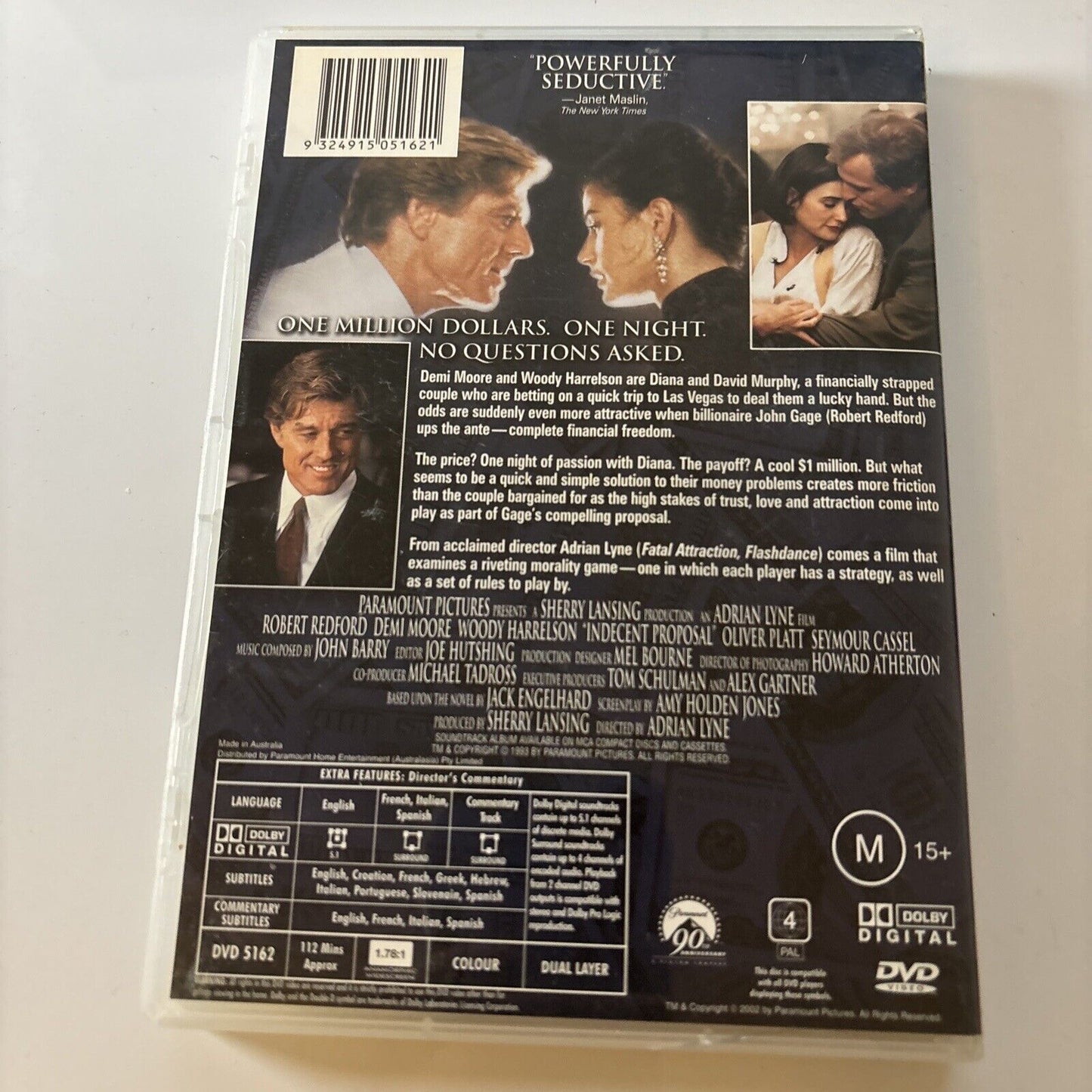 Indecent Proposal (DVD, 1993) Demi Moore, Woody Harrelson Robert Redford Region4