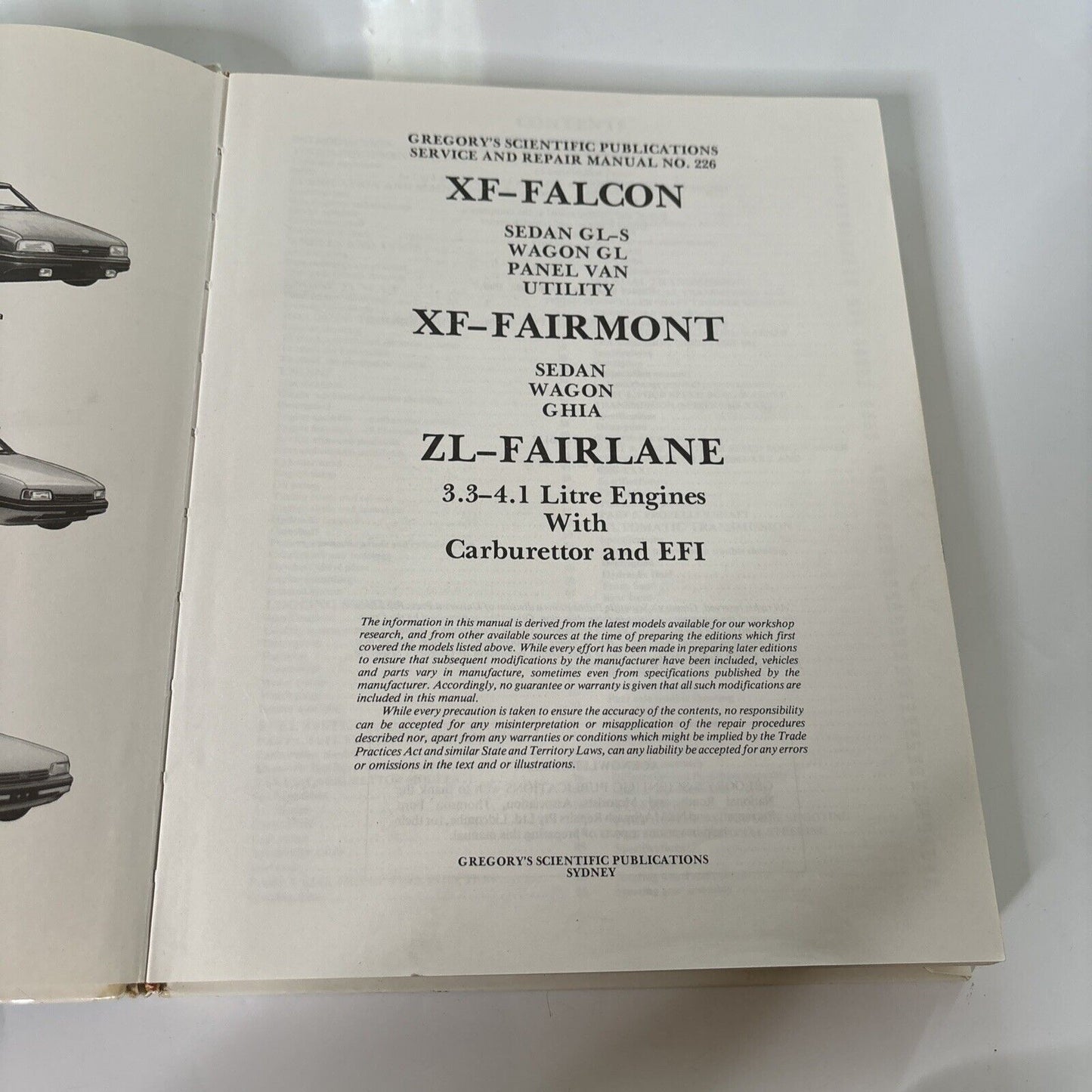 Gregory's Falcon XF Fairlane ZL 1984/85 Repair Service Manual No 22