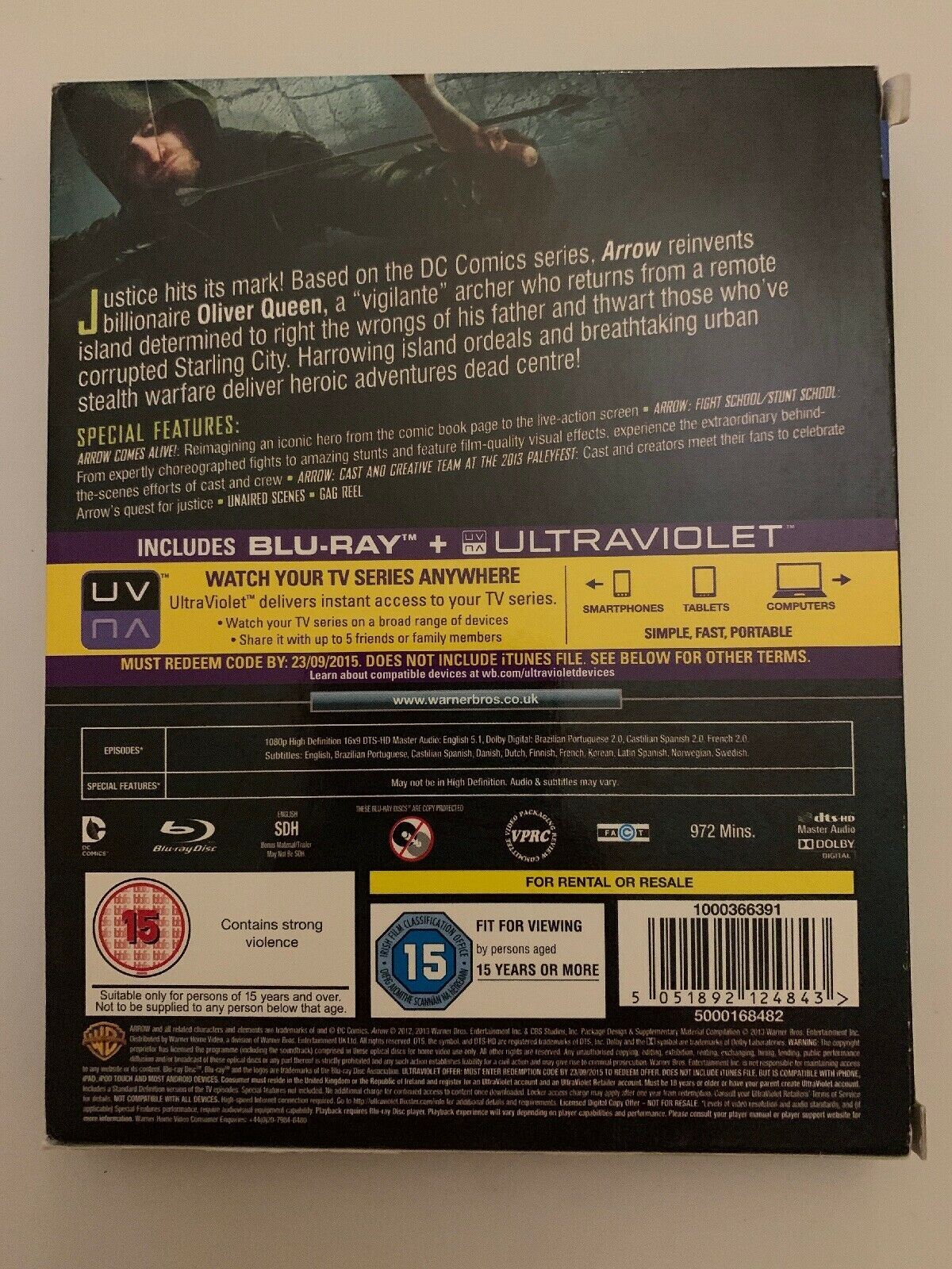Arrow : Season 1 (Blu-Ray , 2013, 4-Disc Set) Region B
