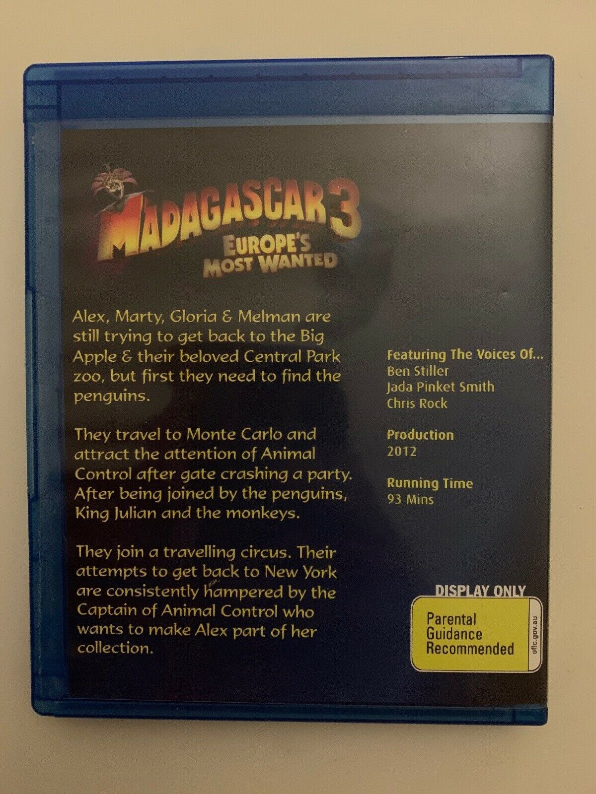 Madagascar 3 - Europe's Most Wanted (Blu-ray, 2012) Ben Stiller, Chris Rock