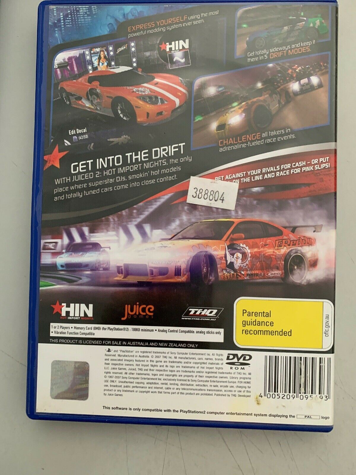 JUICED 2 HOT IMPORT NIGHTS PS2 PlayStation 2 w Manual PAL FREE POSTAGE!
