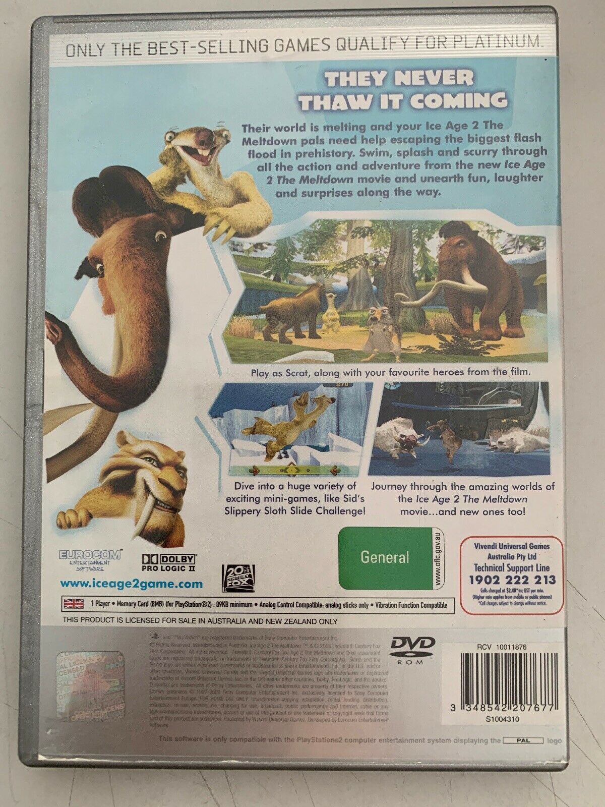 Playstation 2 PS2 Ice Age 2 The Meltdown Game Platinum Edition With Manual