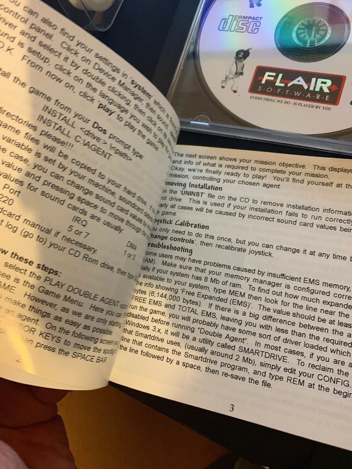 *Rare* Double Agent PC 1998 Cdrom Flair Software With Manual Windows 95 DOS