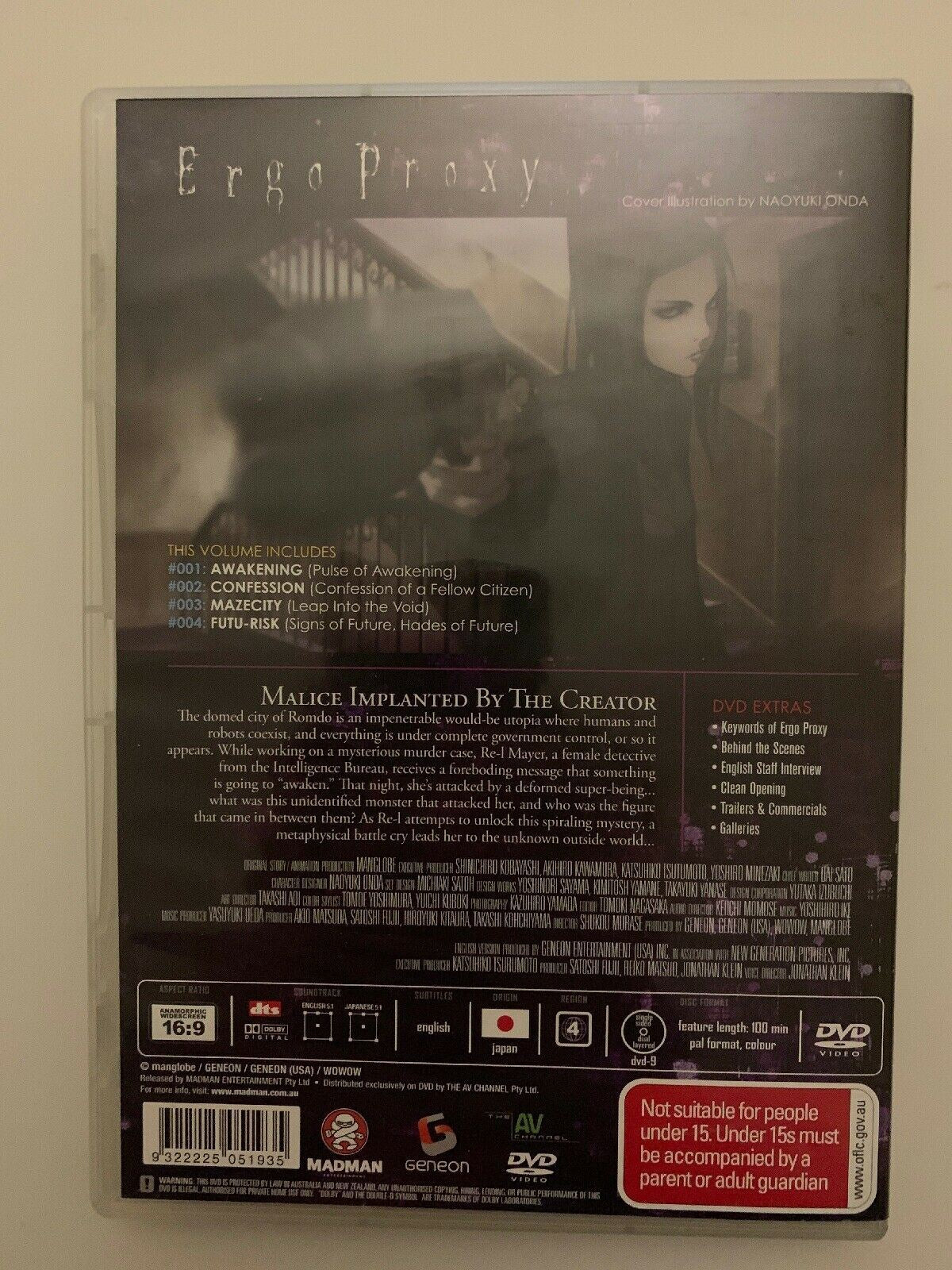 Ergo Proxy : Vol 1 (DVD, 2007) - Anime with DVD Extra's