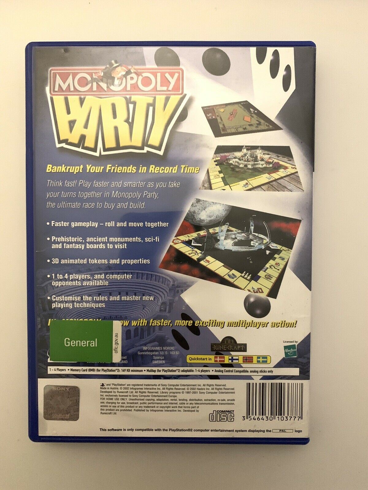 Monopoly Party - Sony Playstation 2 PS2 PAL Game with Manual