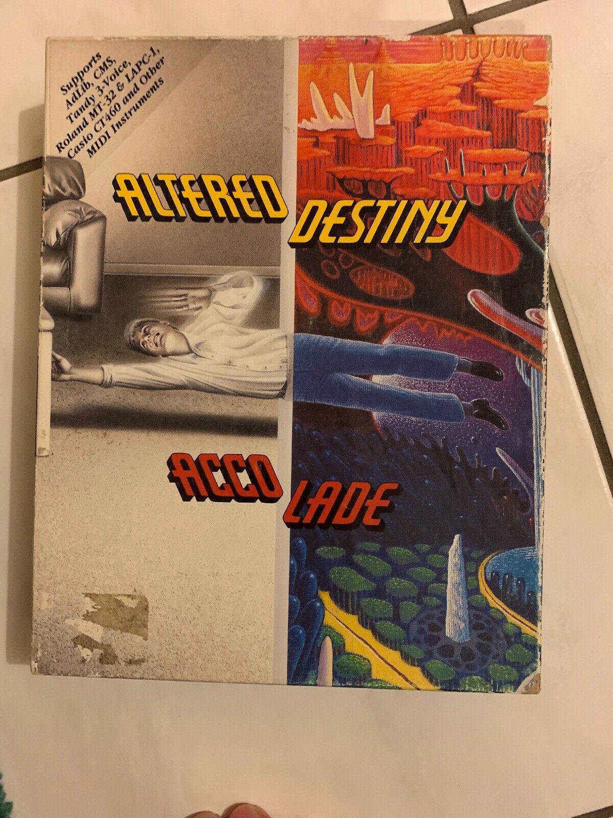 Altered Destiny Accolade IBM PC Tandy Box Manual 3.5 & 5 1/4 Floppy Disc Poster