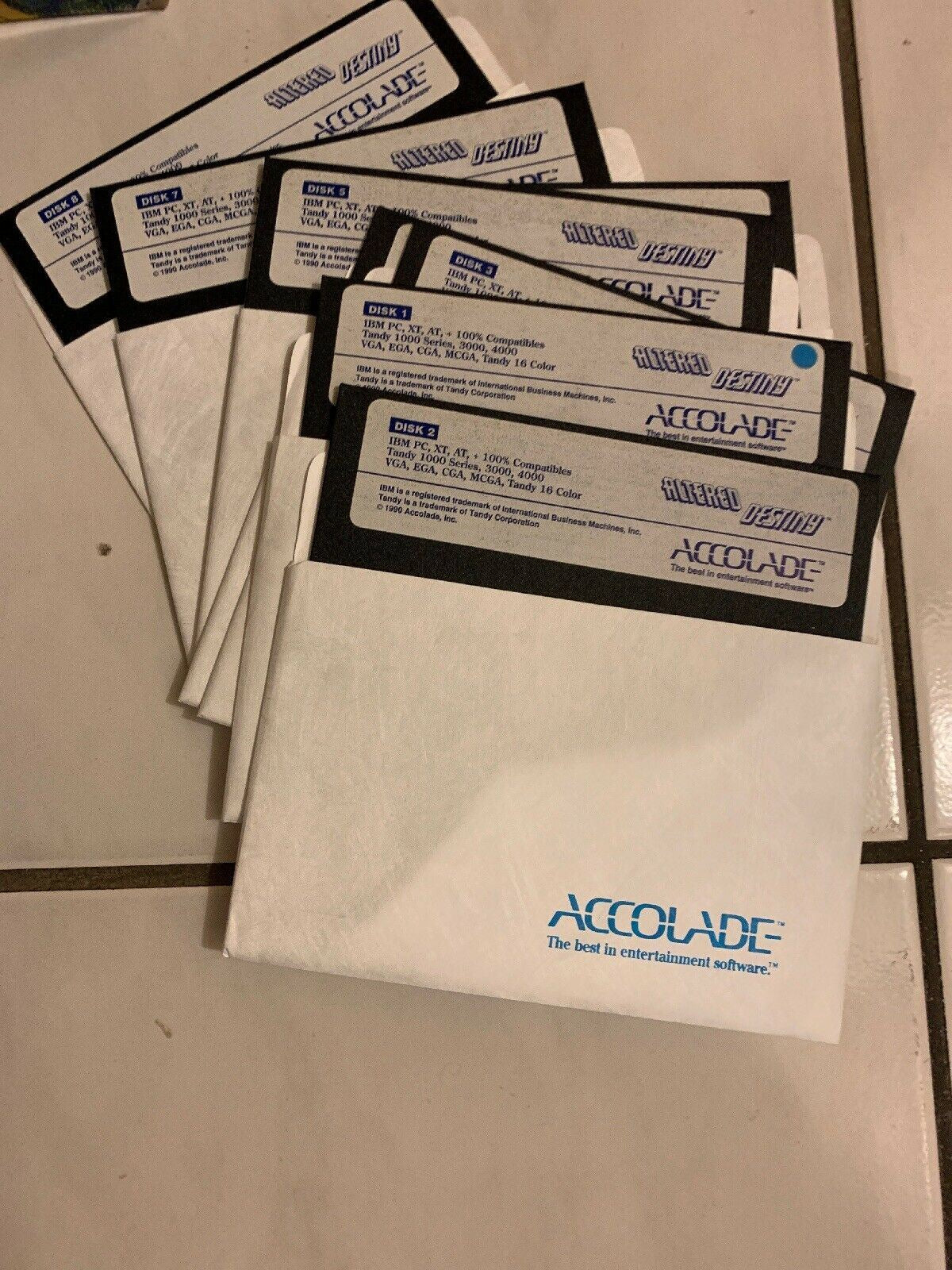 Altered Destiny Accolade IBM PC Tandy Box Manual 3.5 & 5 1/4 Floppy Disc Poster