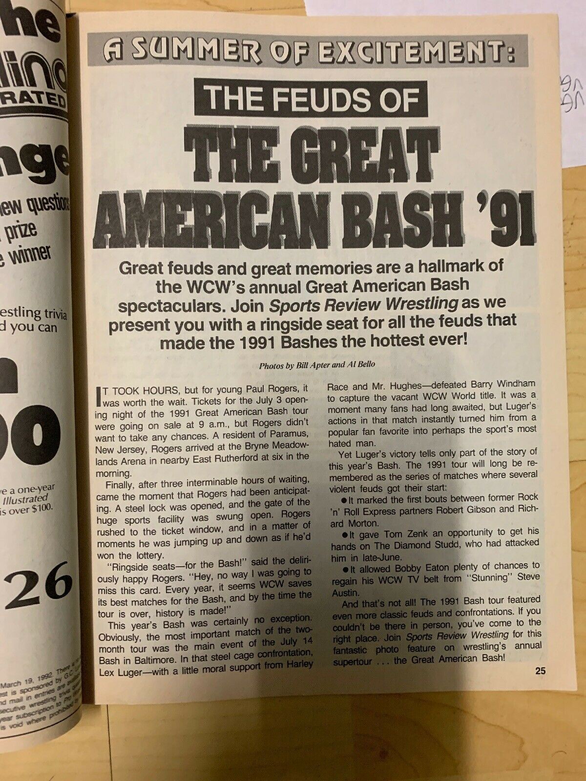 Sports Review Wrestling November 1991 Hook Hogan Led Luger Sting