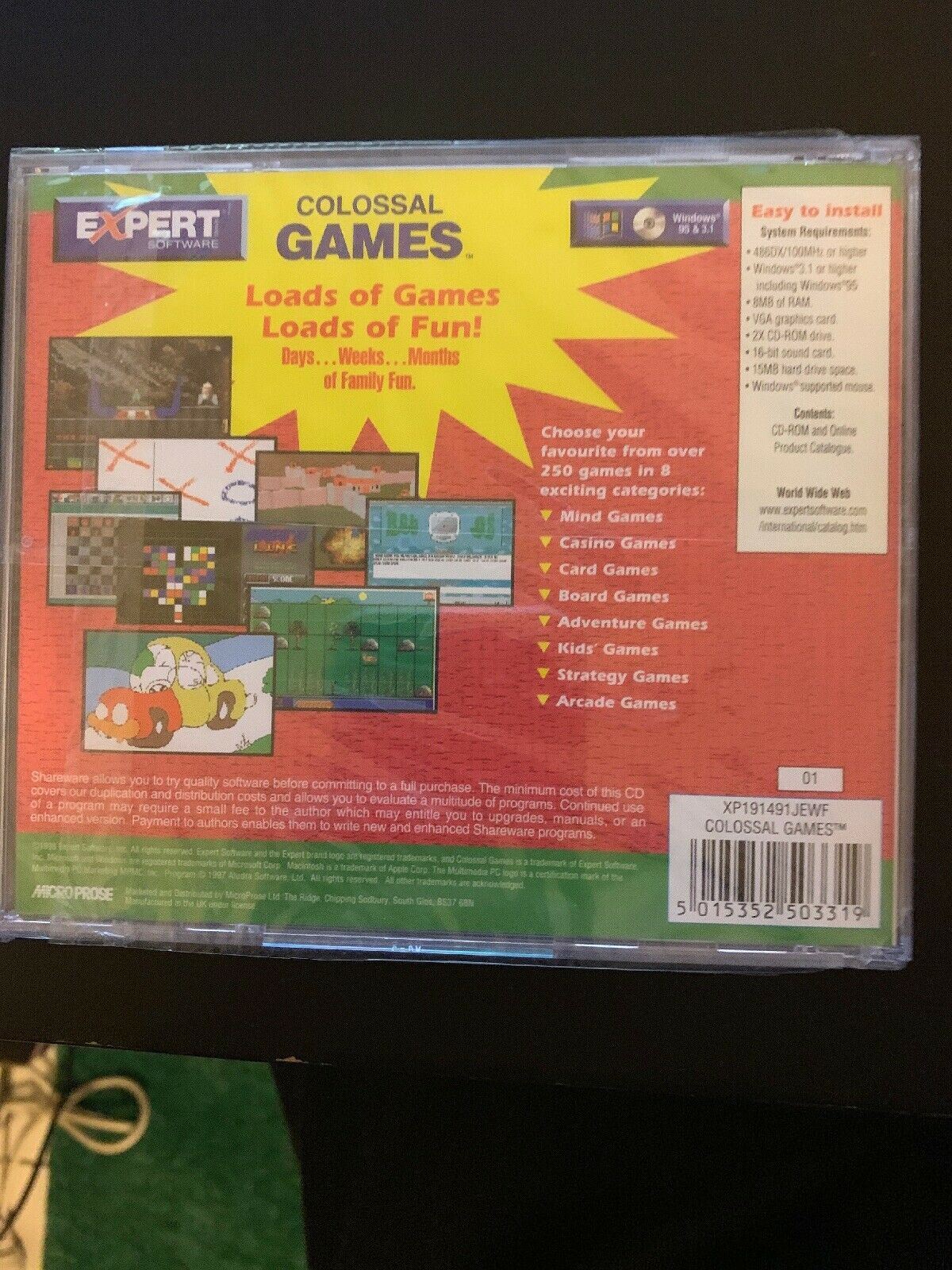 Colossal Games Packed With Over 250 Games PC Windows 95 3.1 *New & Sealed*