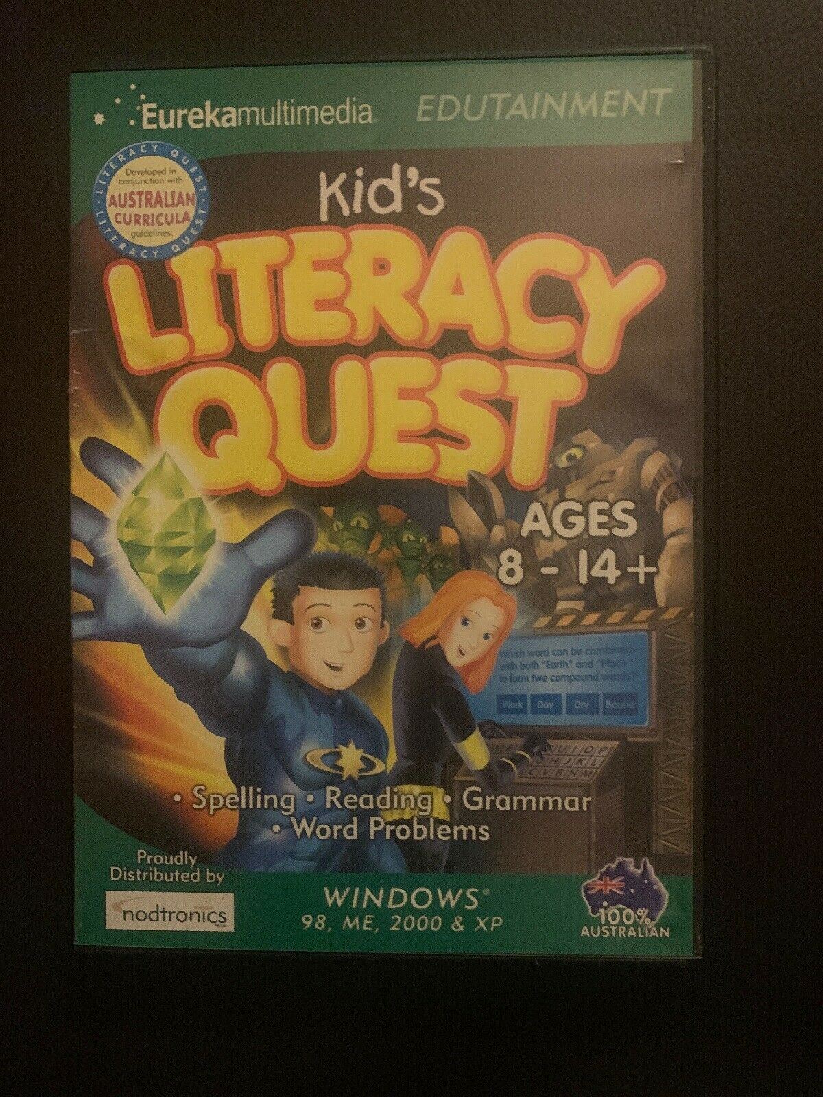 Kid's Literacy Quest Ages 8-14+ Eureka Multimedia Edutainment PC CDROM 2003