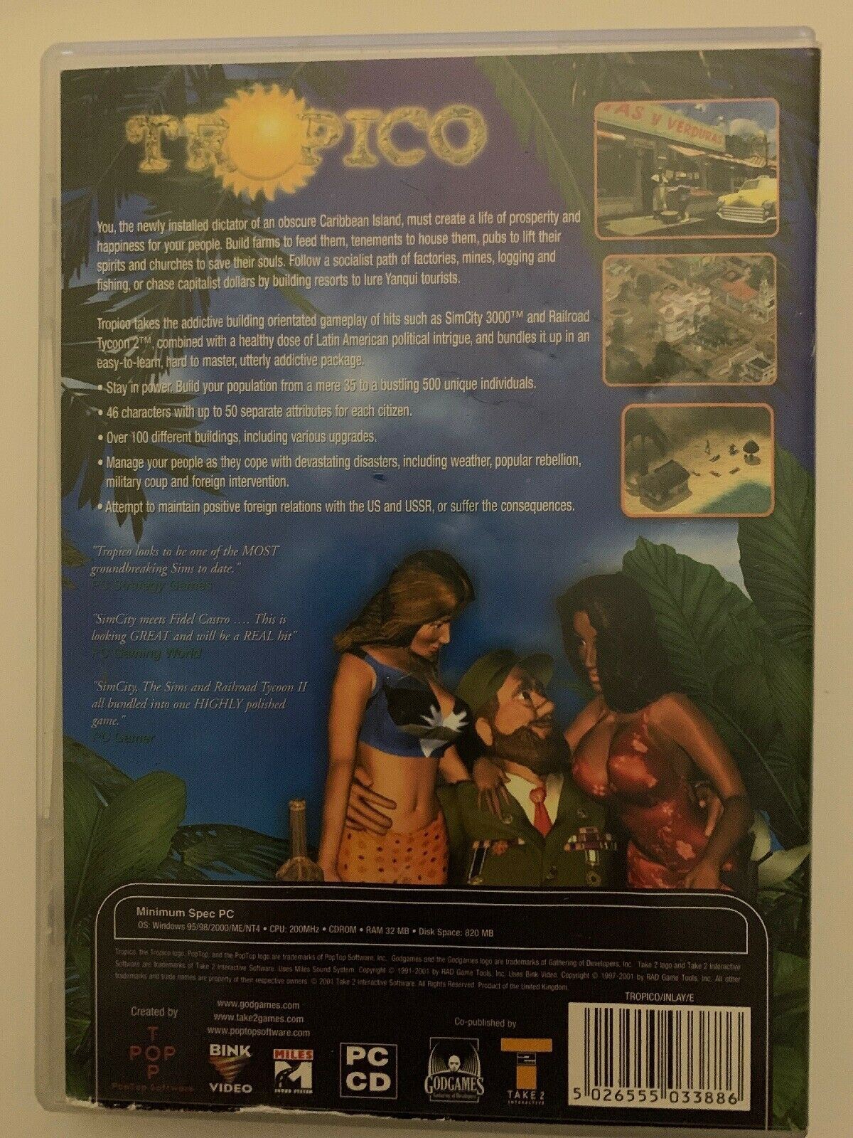 Tropico for PC 2001 CDROM Strategy City Building Simulation Game Windows