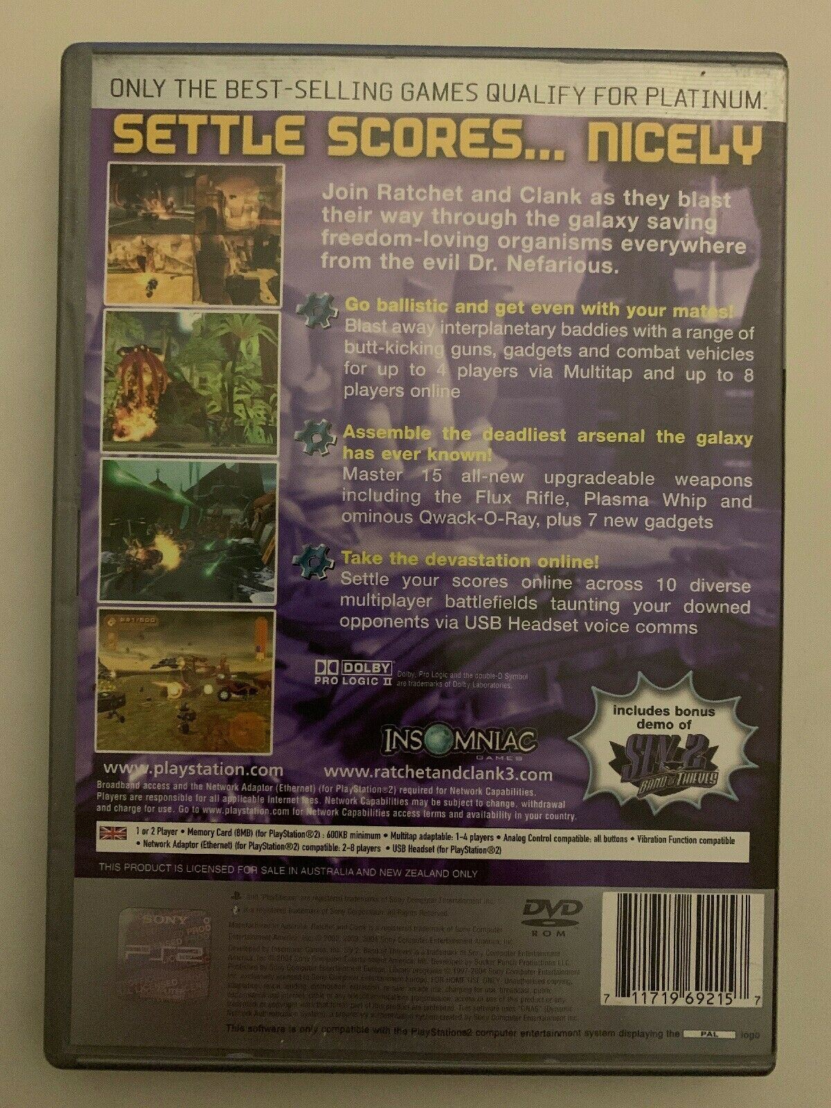 Ratchet & Clank 3: Up Your Arsenal Platinum Sony PlayStation 2, 2004 with Manual
