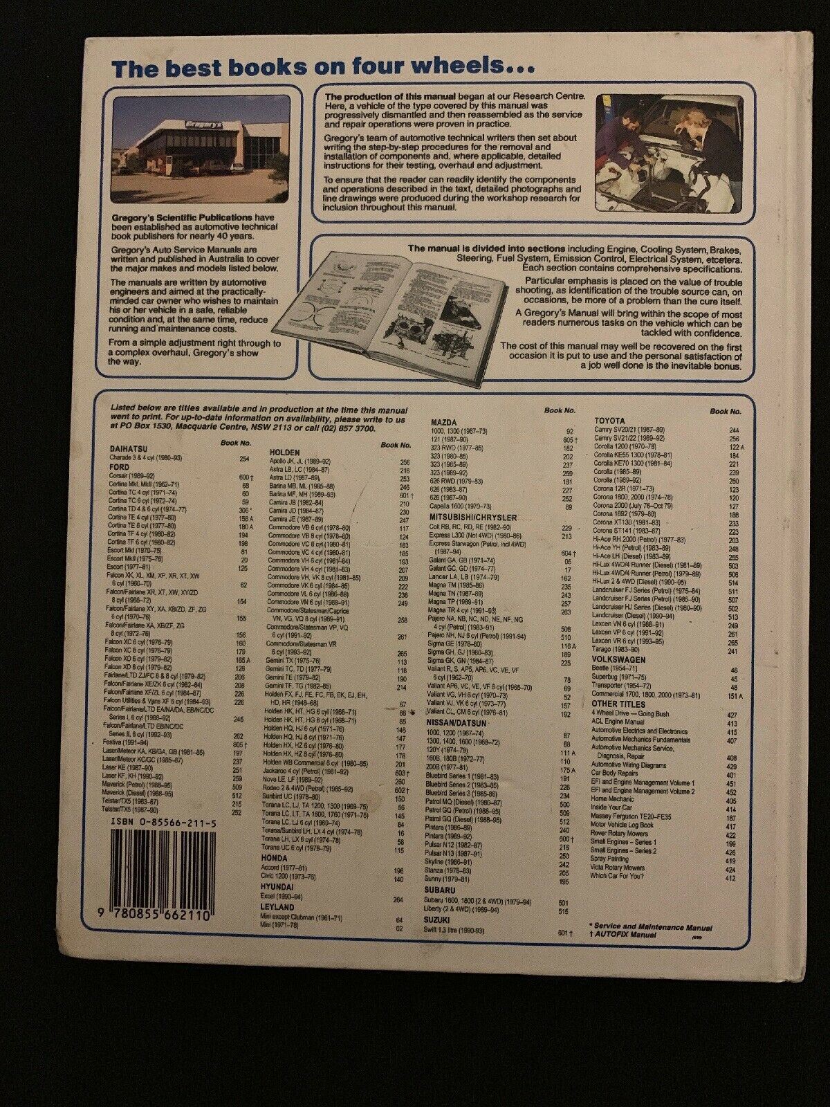 Gregorys Corolla 1200 Service & Repair Manual Hard Cover