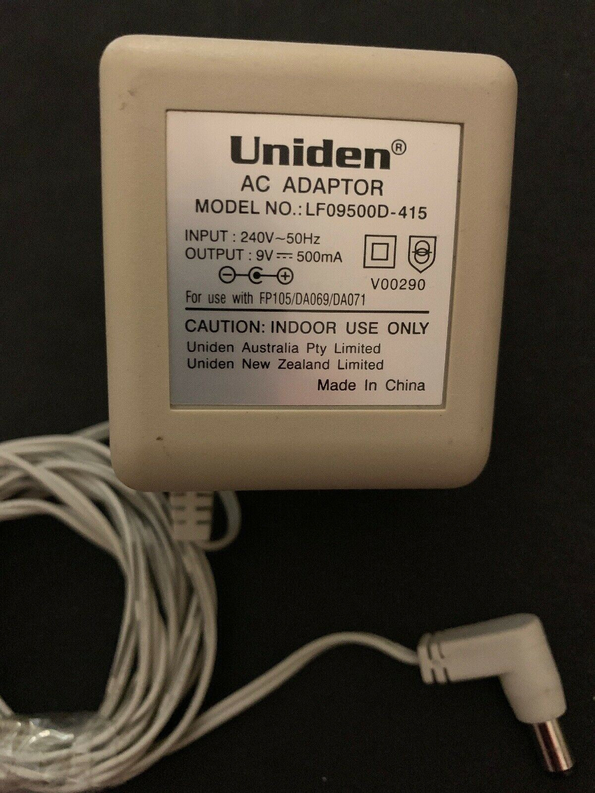 Genuine Uniden LF09500D-415 AC Adaptor 9V 500 mA