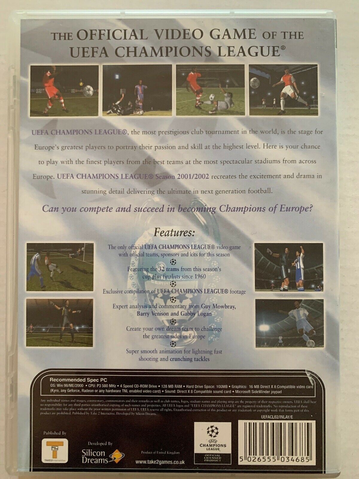 UEFA Champions League Season 2001/2002 PC CD-ROM Windows Game