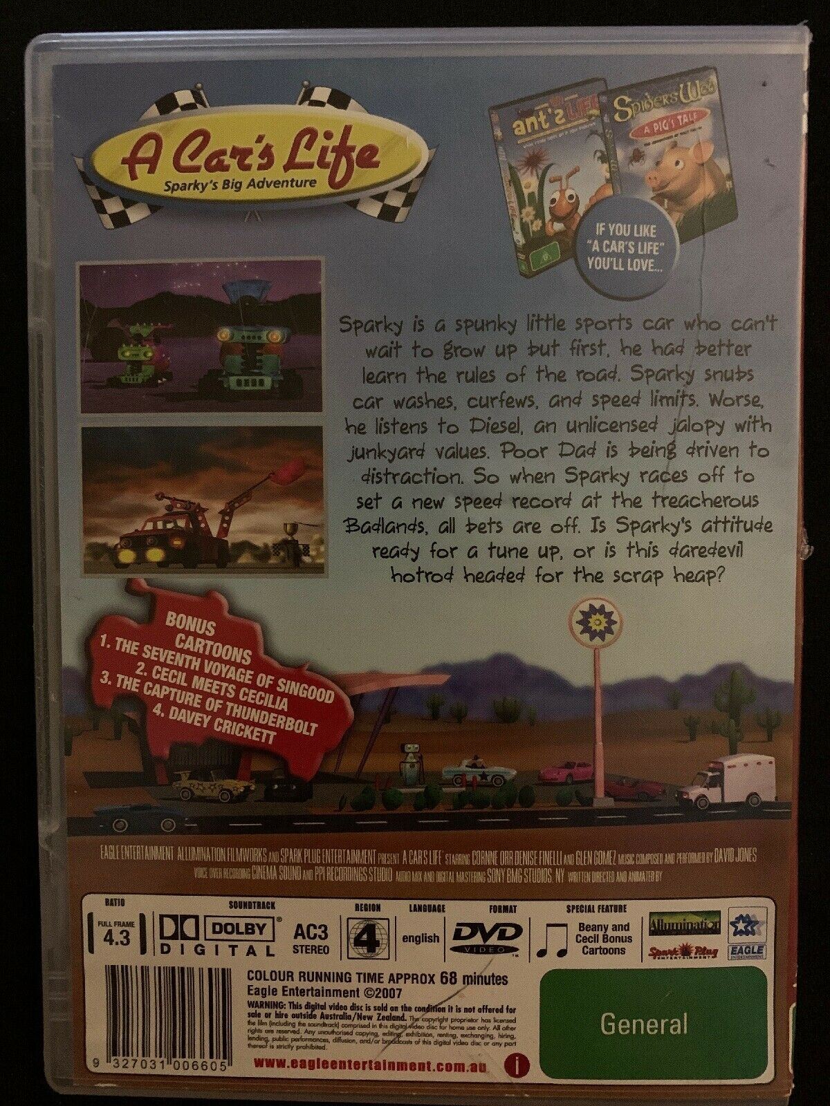 A Car's Life: Sparky's Big Adventure (DVD) Region 4 Free Oz Postage