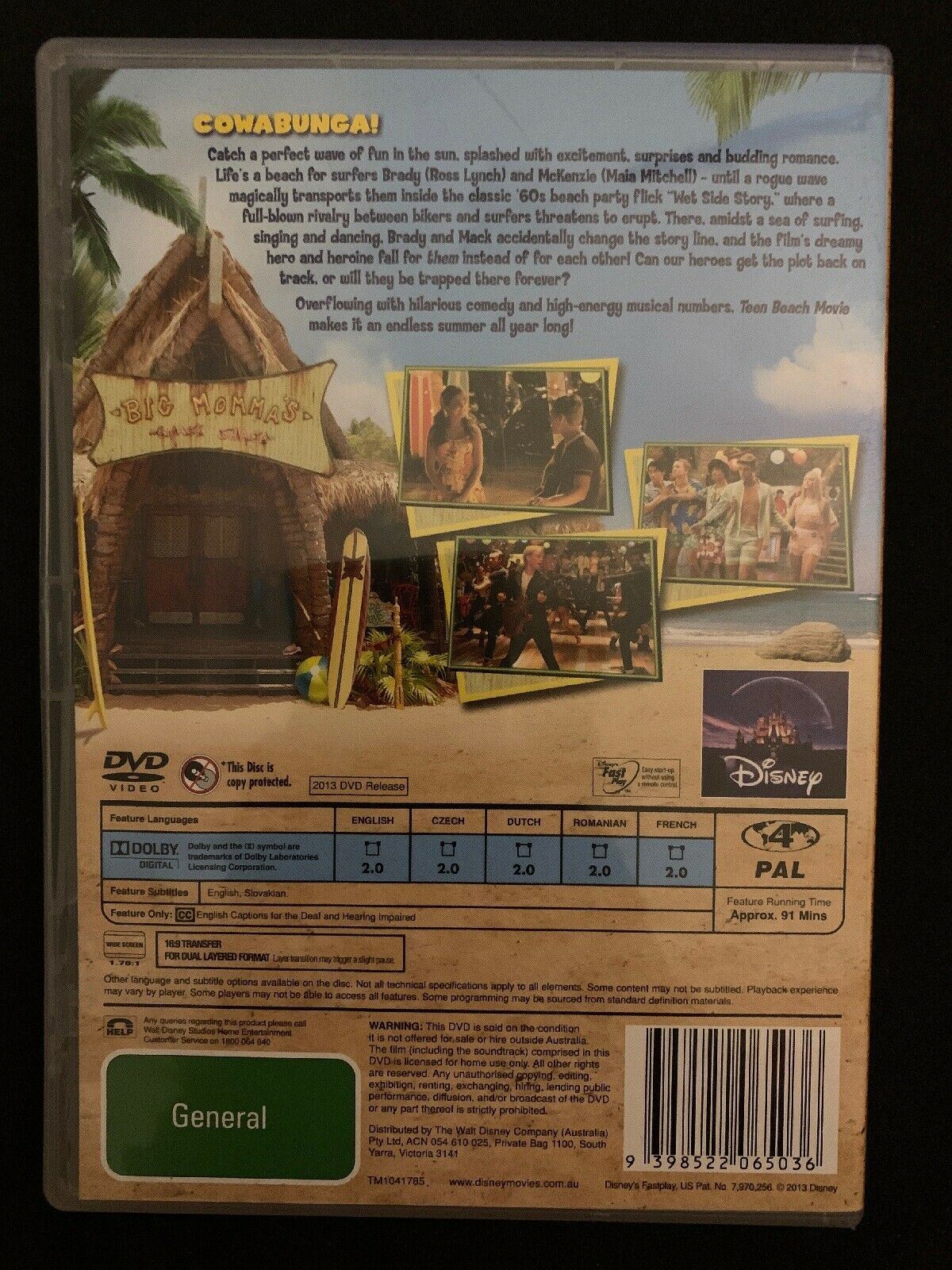 Disney Teen Beach Movie (DVD) Region 4 Free Oz Postage