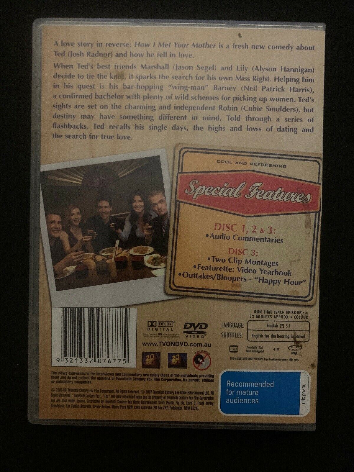 How I Met Your Mother : Season 1 (DVD, 2007, 3-Disc Set) Region 4