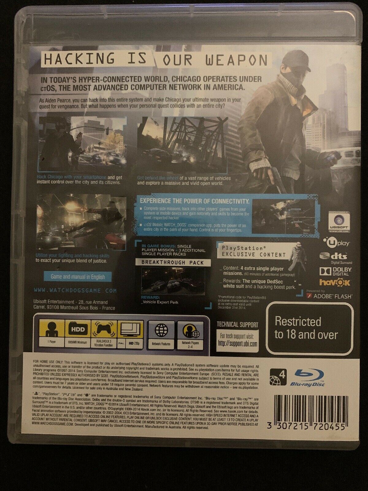 Watch Dogs -- ANZ Special Edition (Sony PlayStation 3, 2014)