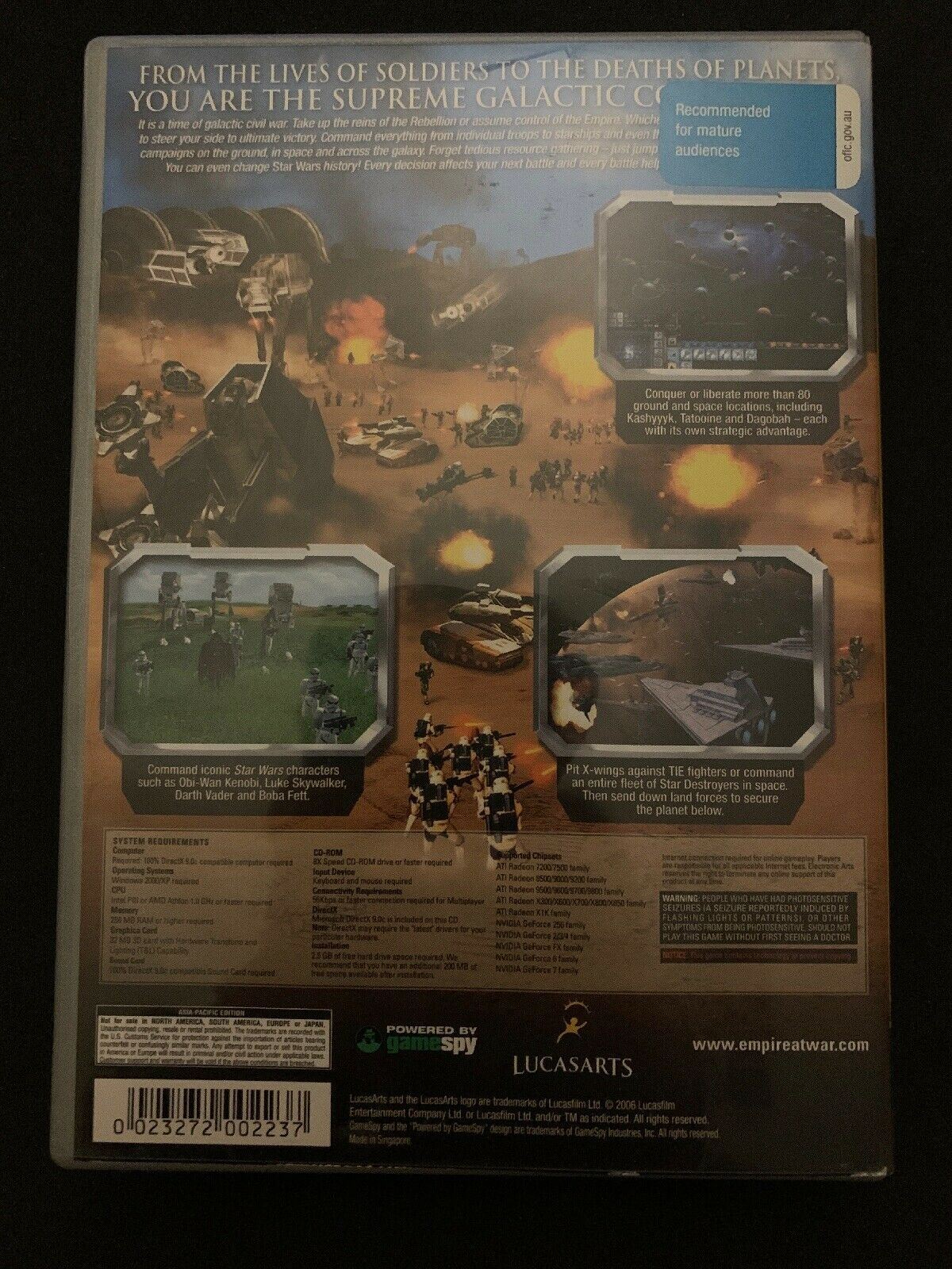 Star Wars: Empire at War for PC DVD Real-time Strategy Game