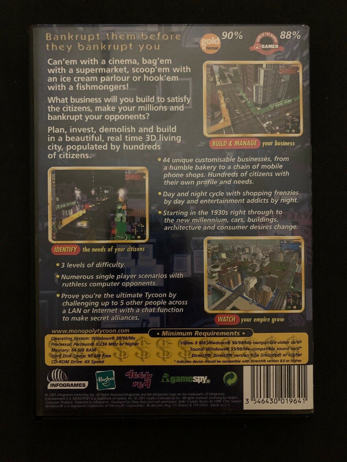 Monopoly Tycoon PC CD-ROM Management Sim Strategy Guide 2001