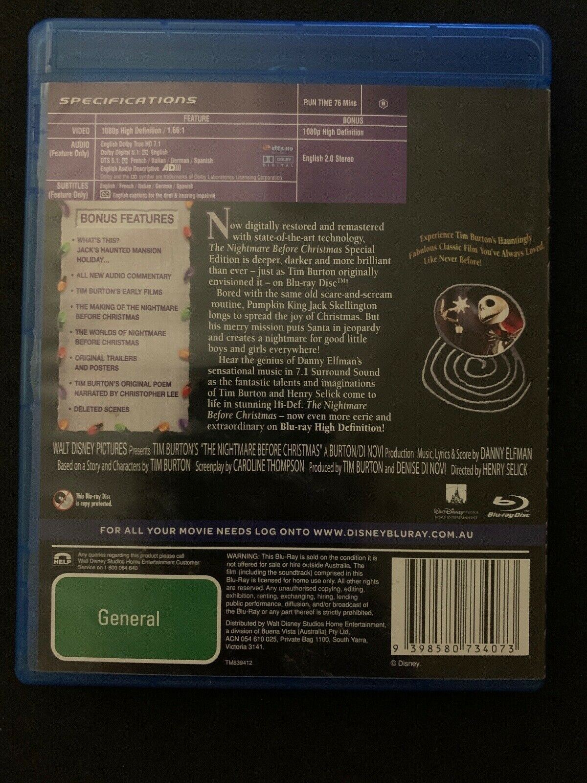 The Nightmare Before Christmas (Blu-ray) Disney Tim Burton Animated Film